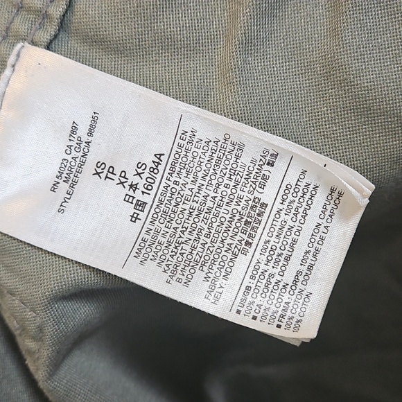 Gap XS Oversized Khaki Green Military Jacket Parka Trench Coat Fishtail - Picture 5 of 7